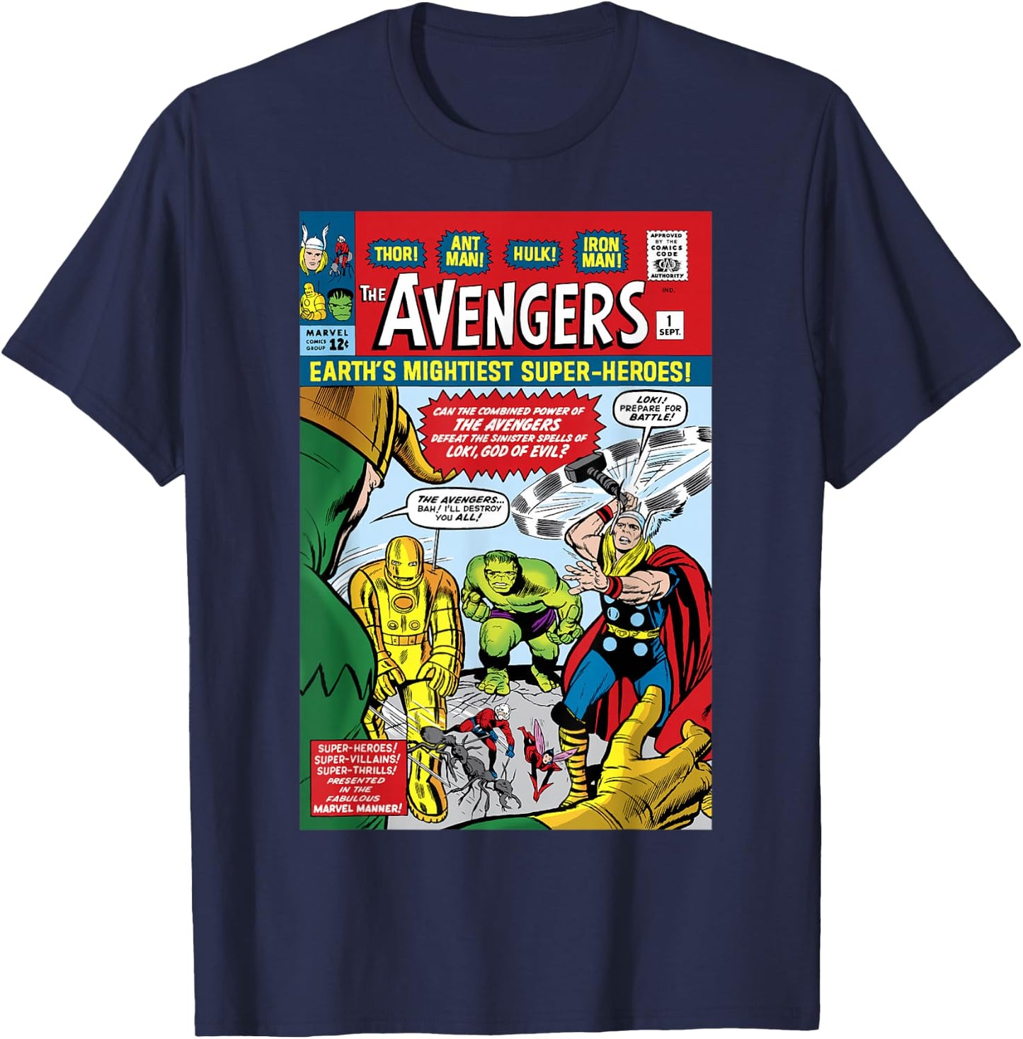 Marvel Avengers First Issue Comic Cover Small T-Shirt - T-Shirt | Navy