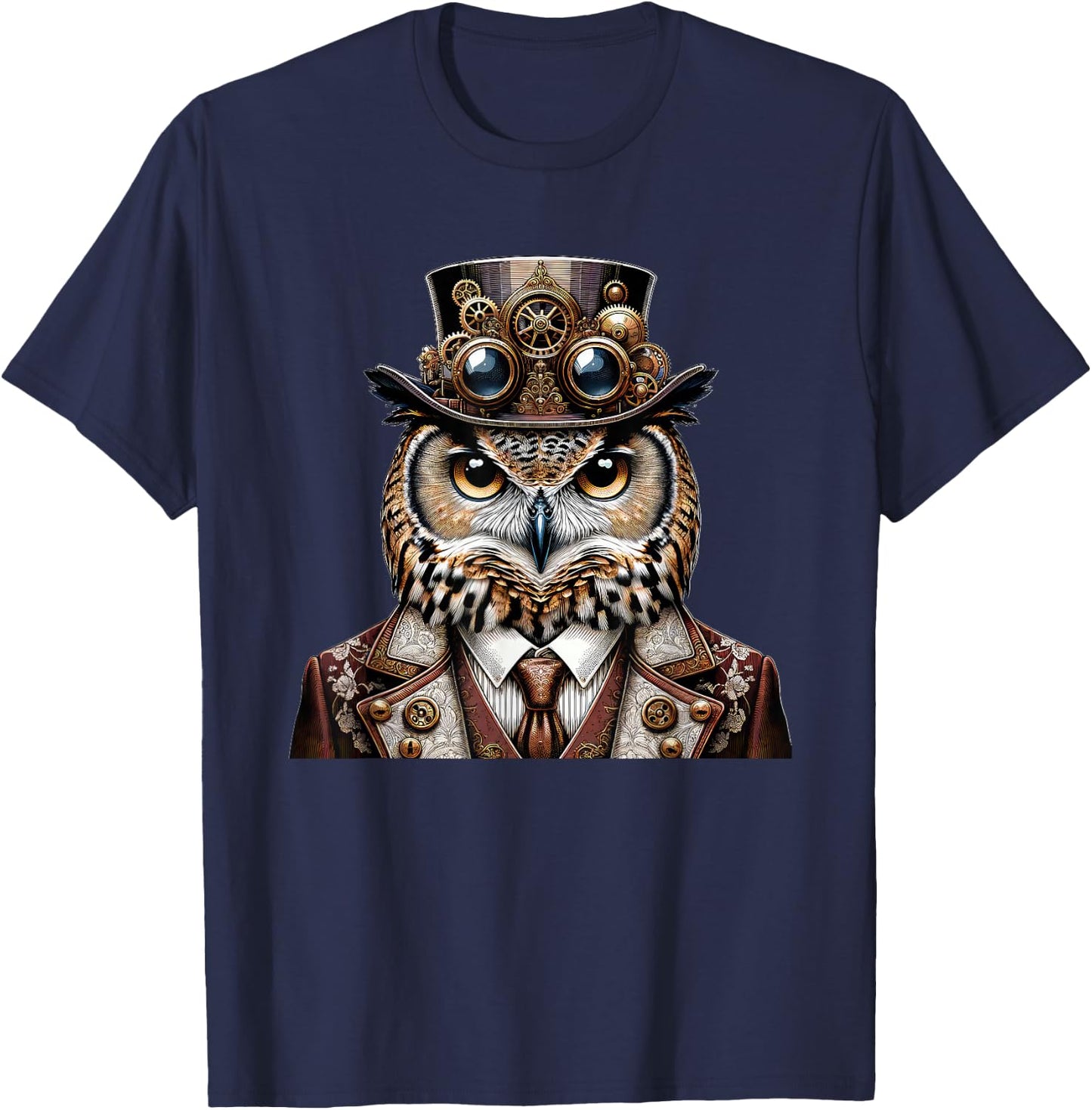 Steampunk Owl Women Men Kids Steampunk Owl T-Shirt - T-Shirt | Navy