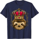 King Sloth Wearing Crown - Queen Sloth Animal T-Shirt - T-Shirt | Navy
