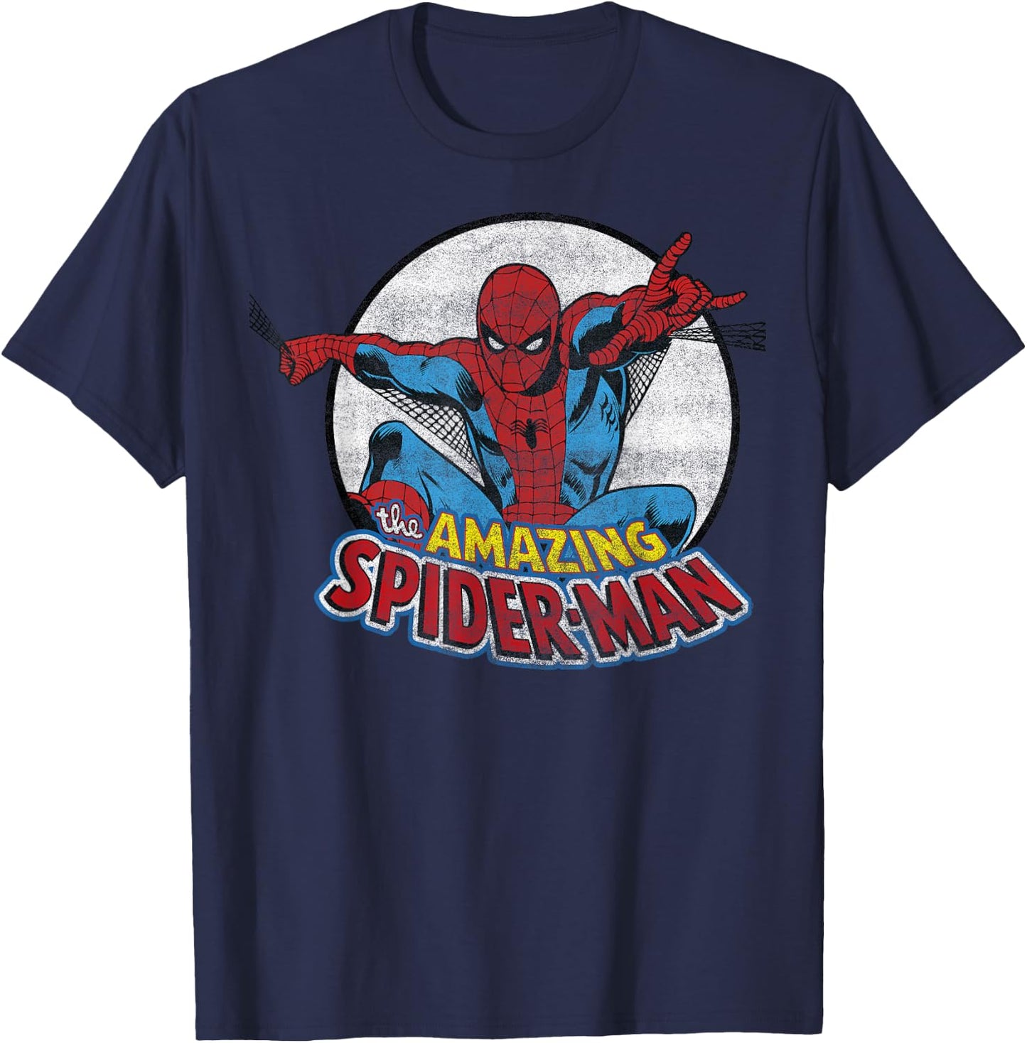 Marvel Amazing Spider-Man Vintage Circle Portrait Logo T-Shirt - T-Shirt | Navy