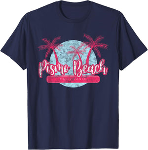 Pismo Beach California Retro Palm Tree Vintage Surf T-Shirt - T-Shirt | Navy