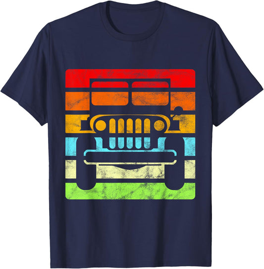 Off Road 4X4 Vintage Retro 70s Sunset Off Road Gift T-Shirt - T-Shirt | Navy