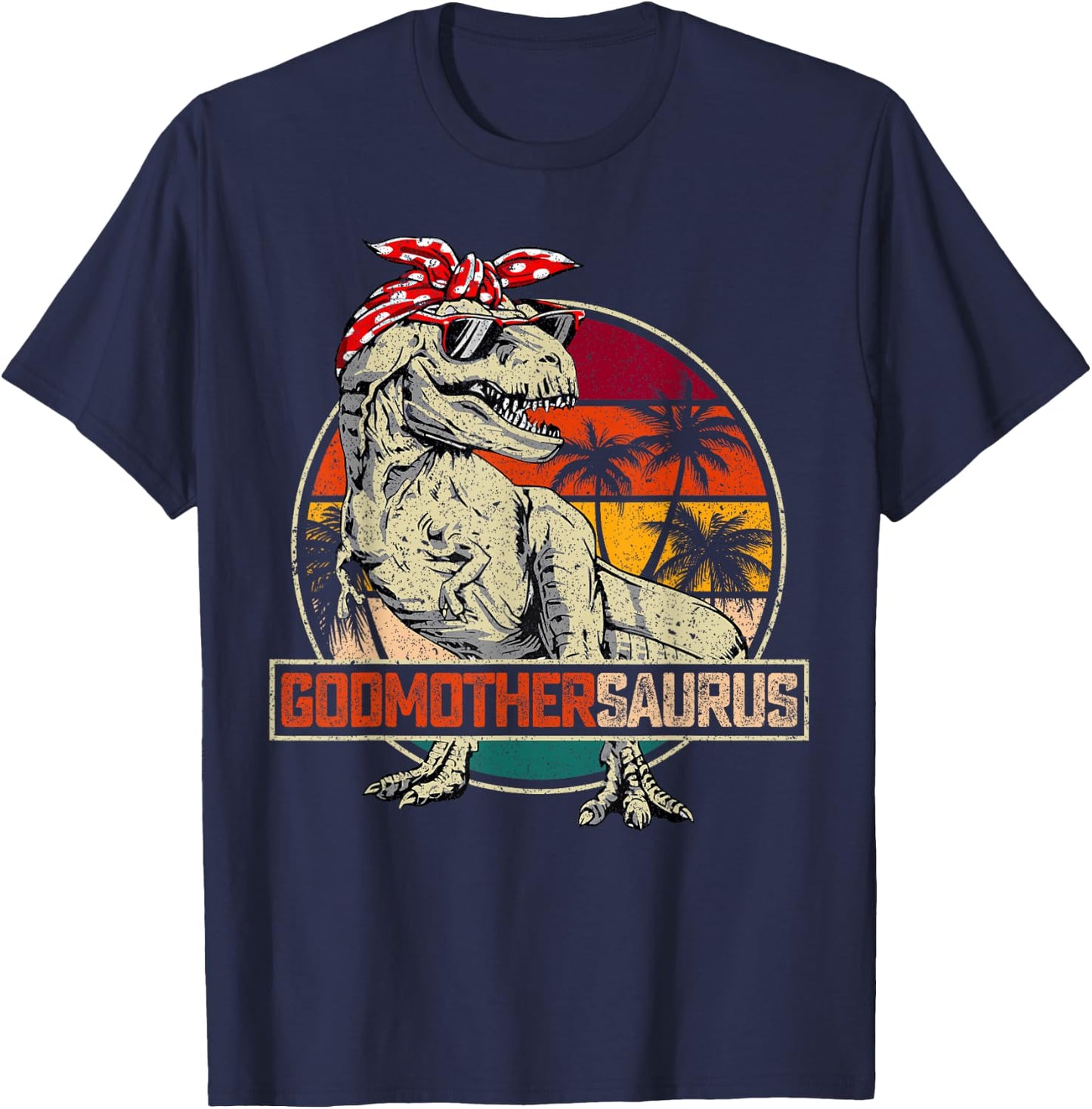 Godmothersaurus T Rex Dinosaur Godmother Saurus Family Match T-Shirt - T-Shirt | Navy