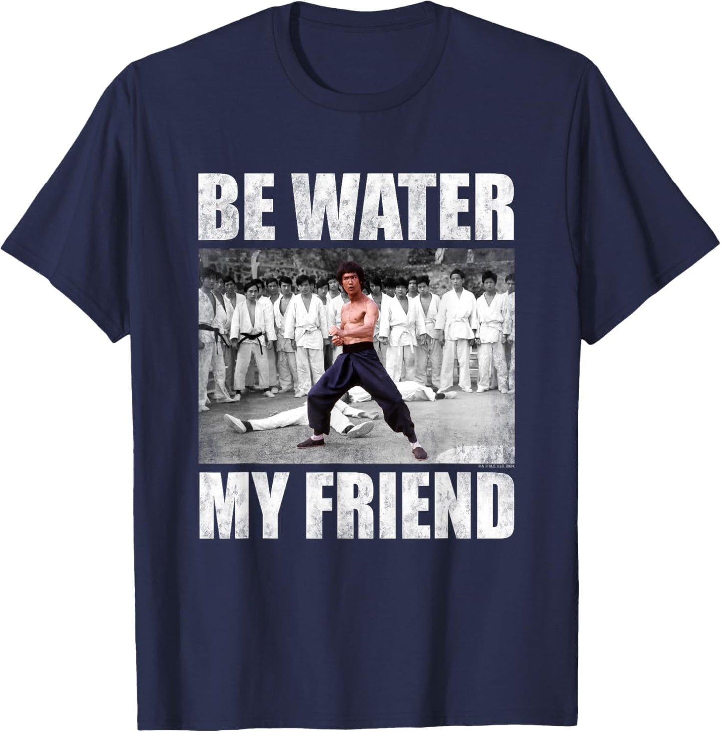 Bruce Lee Be Water My Friend Enter The Dragon Scene T-Shirt - T-Shirt | Navy