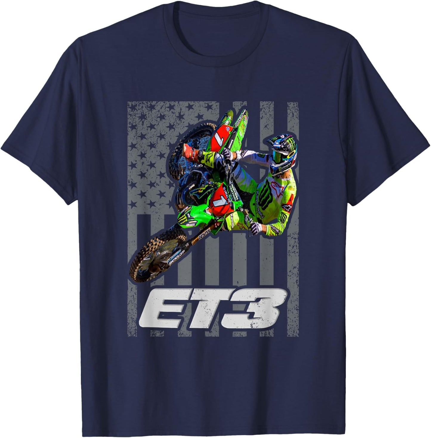 ET3 TOMAC USA Flag 450SX Motocross ET1 T-Shirt - T-Shirt | Navy