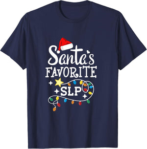 Santa's Favorite SLP Speech-language pathologists Christmas T-Shirt - T-Shirt | Navy