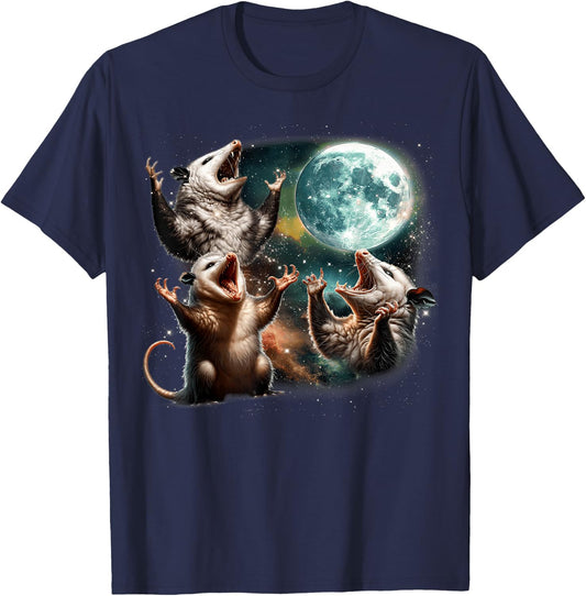 Funny Three Opossum Moon, 3 Possum Full, Weird Magic Meme T-Shirt - T-Shirt | Navy