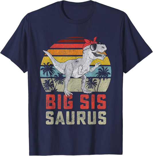 Bigsissaurus T Rex Dinosaur Big Sis Saurus Sister Family T-Shirt - T-Shirt | Navy