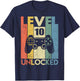 Level 10 Unlocked Funny Video Gamer 10th Birthday Gift T-Shirt - T-Shirt | Navy