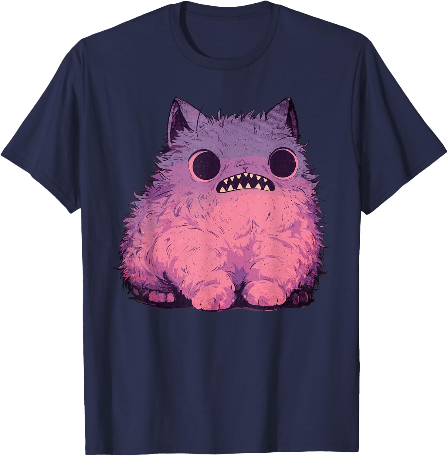 Cat Monster Graphic Kawaii Pastel Goth Anime Aesthetic Goth Men Women Kids T-Shirt - T-Shirt | Navy