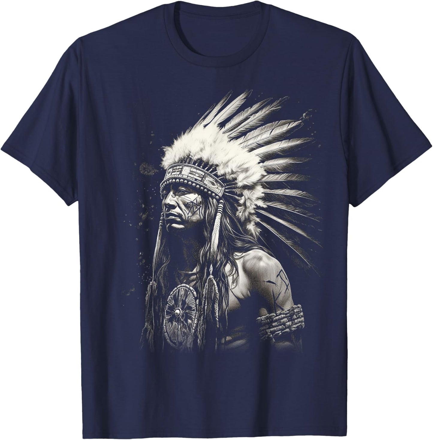 Native American Indian Design Warrior Native American T-Shirt - T-Shirt | Navy