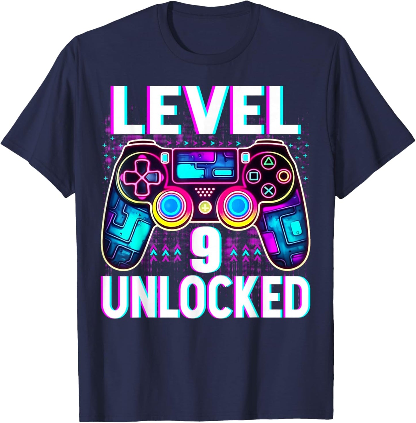 Level 9 Unlocked Shirt Funny Video Gamer Geek 9th Birthday T-Shirt - T-Shirt | Navy