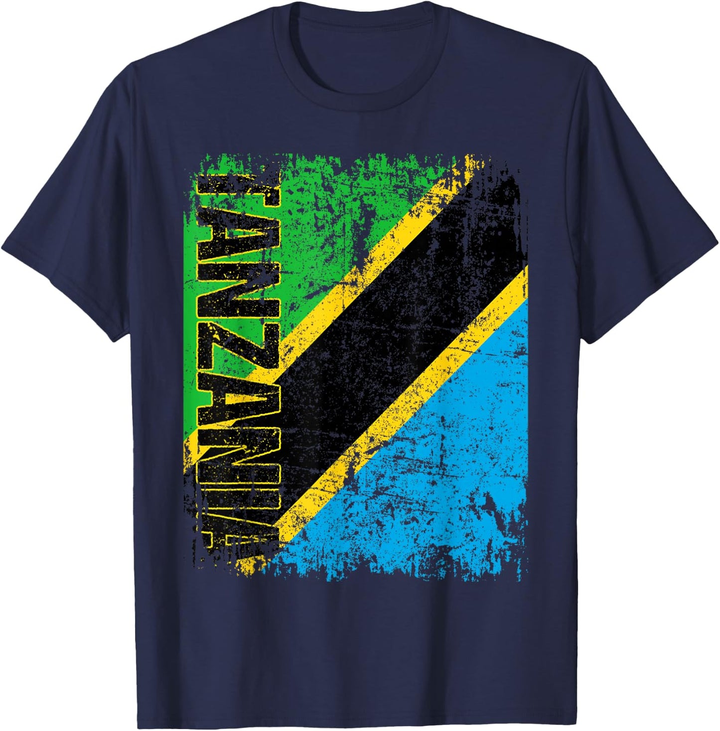 TANZANIA Flag Vintage Distressed TANZANIA T-Shirt - T-Shirt | Navy