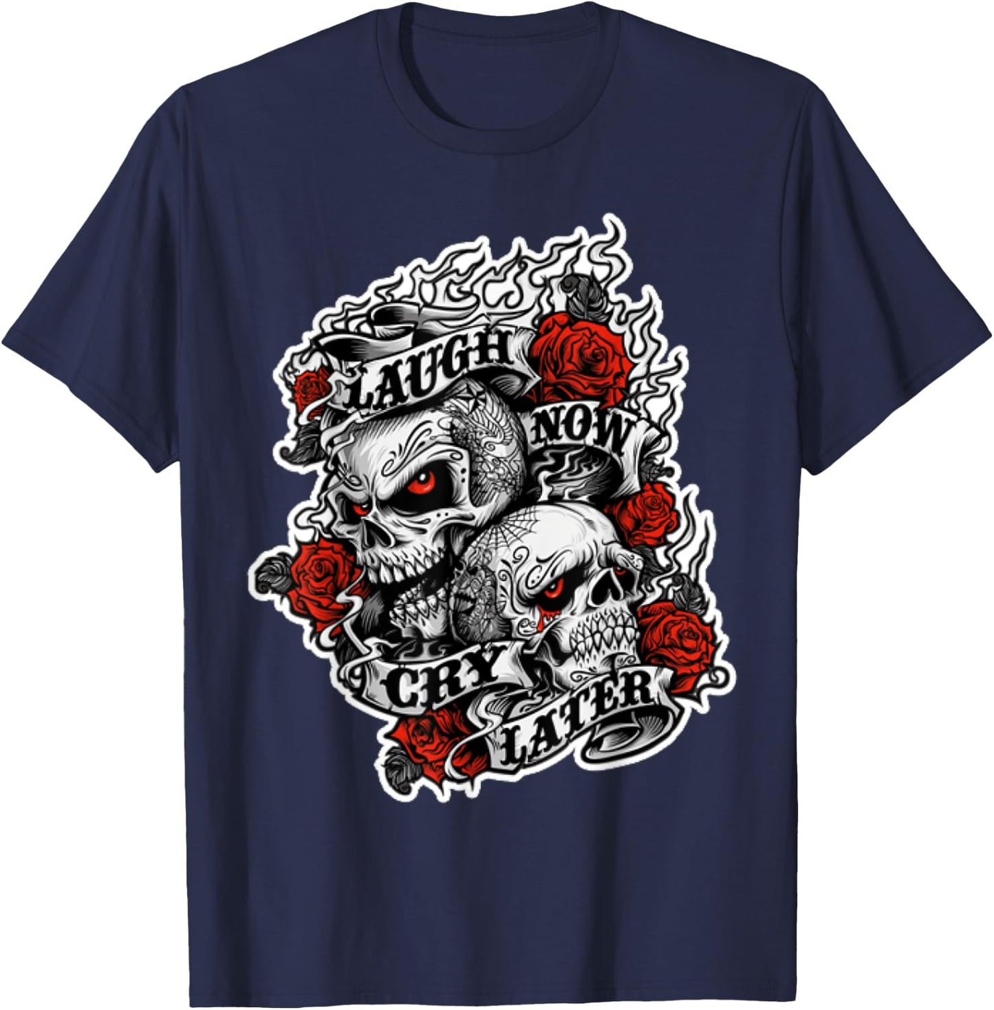 Laugh Now - Cry Later - Wild Biker T-Shirt - T-Shirt | Navy