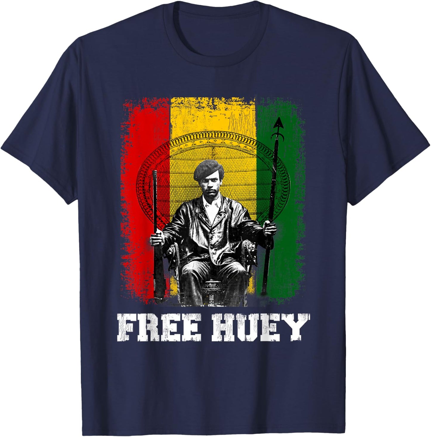 Free Huey - Black History & African Roots Afro Empowerment T-Shirt - T-Shirt | Navy