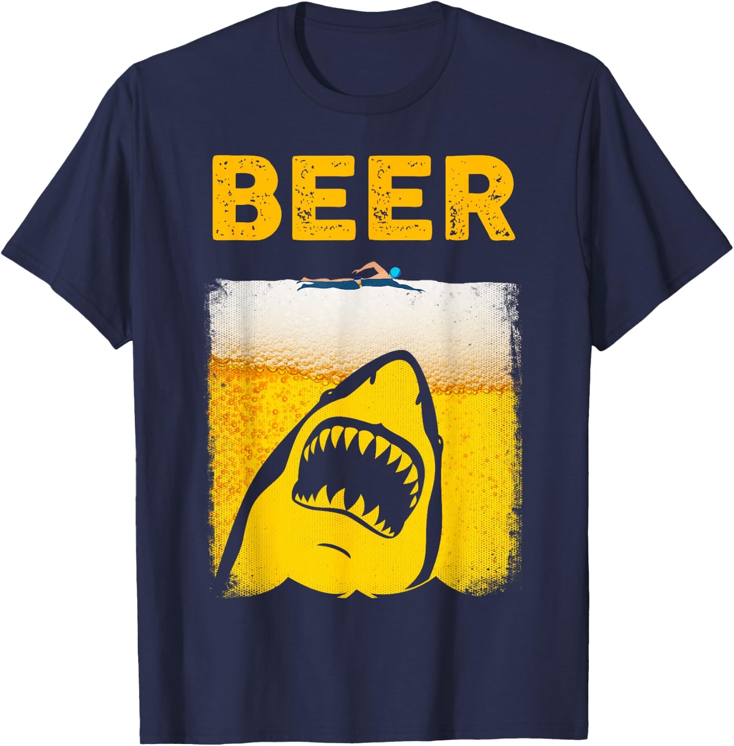 Beer Parody Shark Swimmer Great Funny Gift Beer Lovers T-Shirt - T-Shirt | Navy