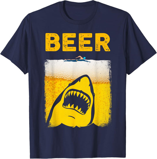Beer Parody Shark Swimmer Great Funny Gift Beer Lovers T-Shirt - T-Shirt | Navy