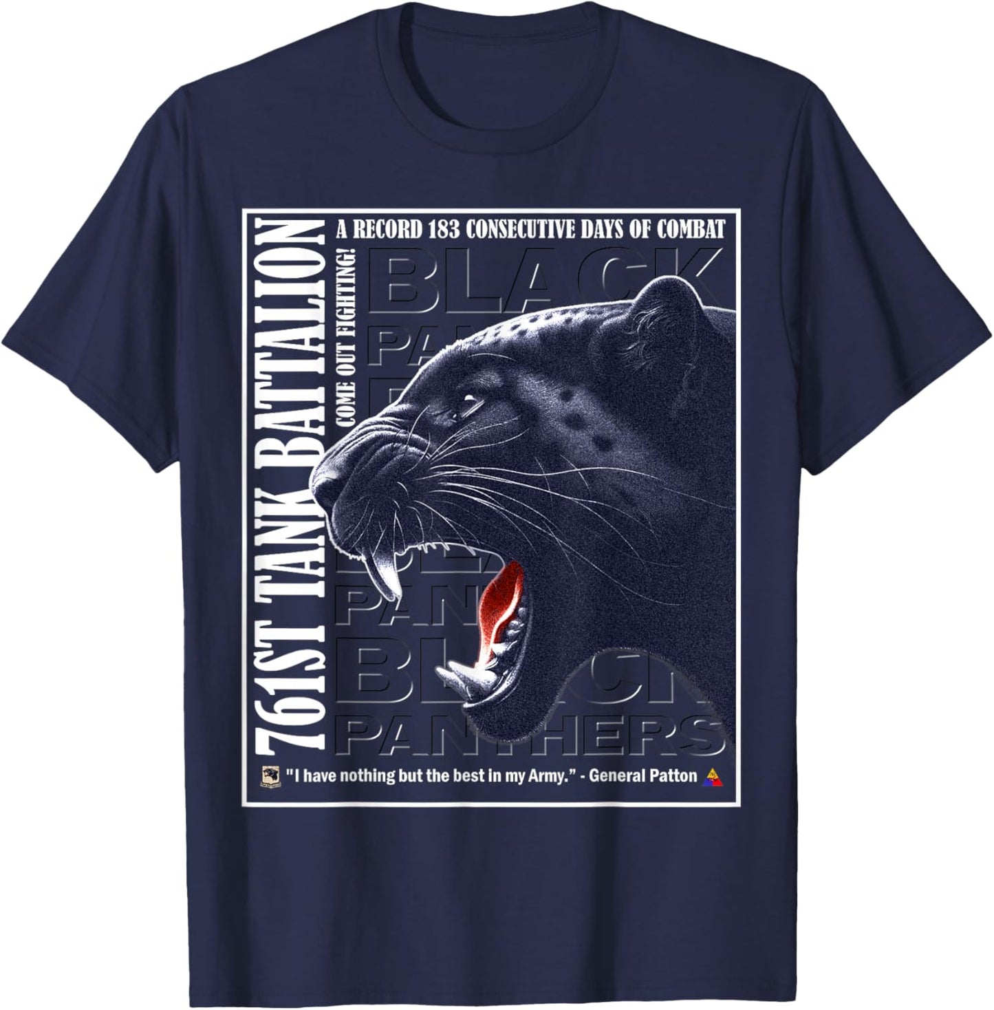 761st Tank Battalion Black Panthers - WWII History Design T-Shirt - T-Shirt | Navy
