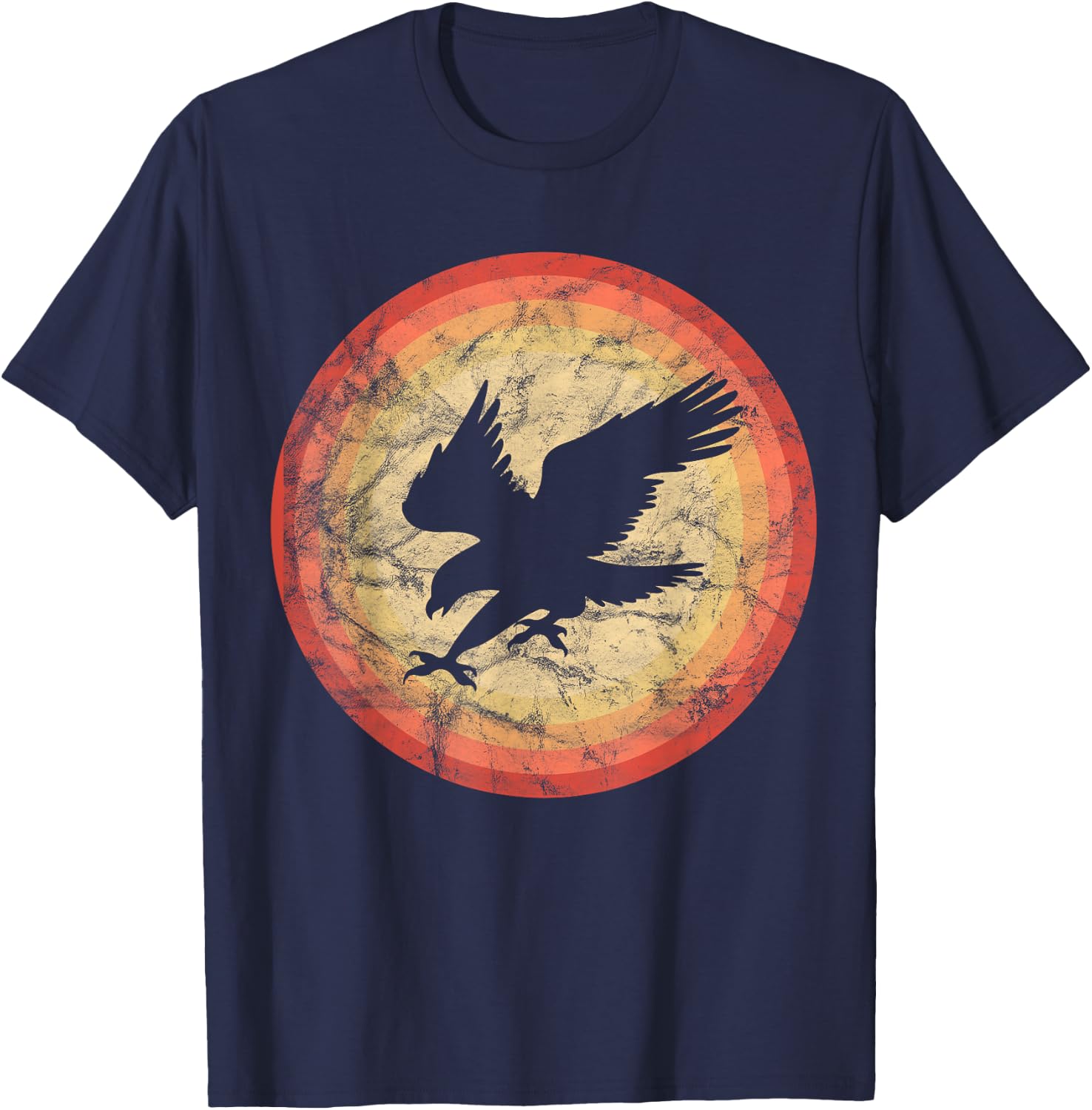 Vintage Retro Hawk Bird Sunset T-Shirt - T-Shirt | Navy