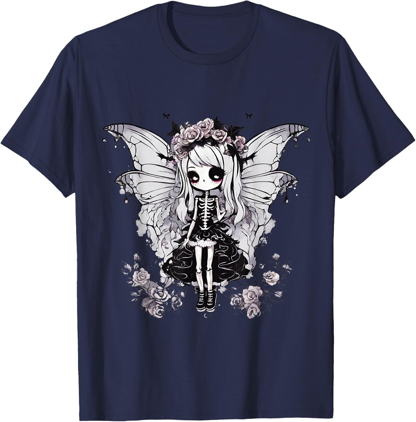 Skeleton Fairy Anime Goth Kawaii T-Shirt - T-Shirt | Navy