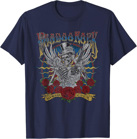 Voodoo Rock Faded Concert Band Music Festival Guitar T-Shirt - T-Shirt | Navy