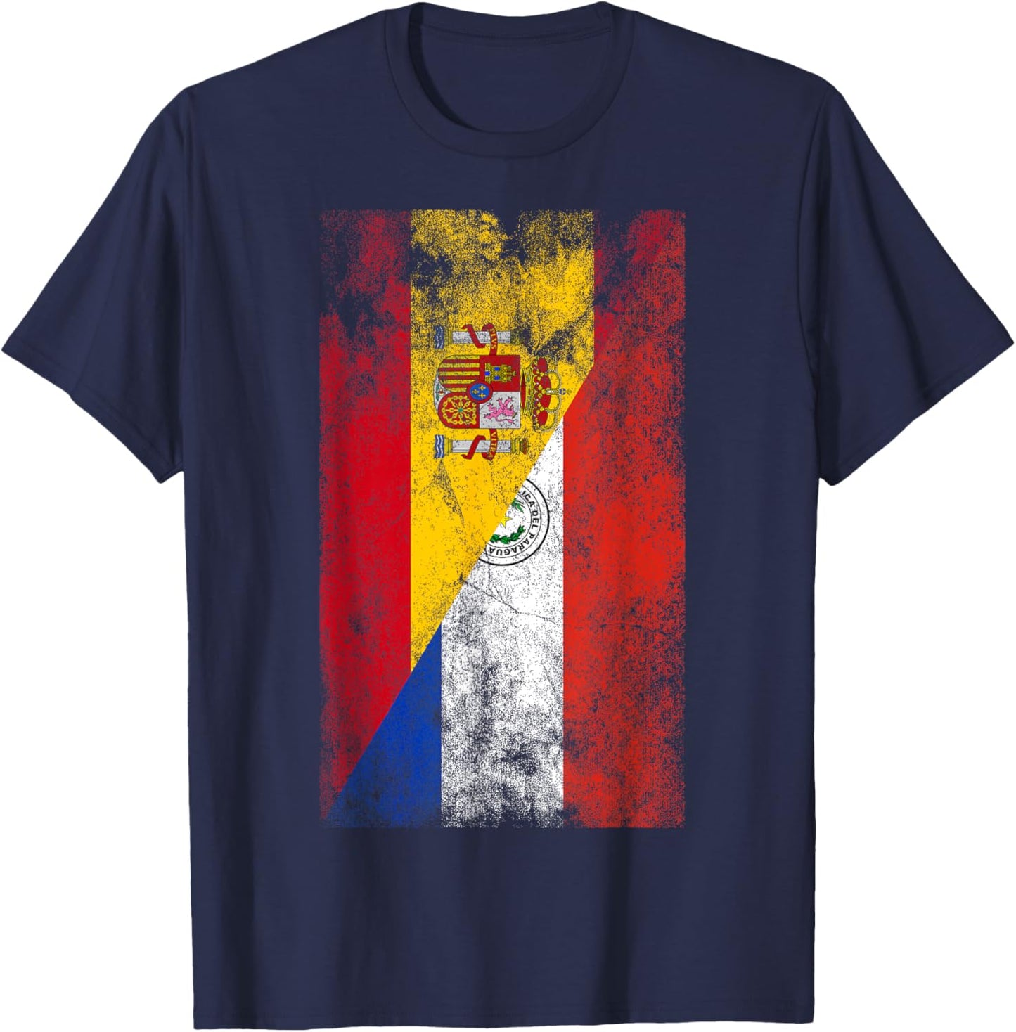 Spain & Paraguay Flags - Spanish Paraguayan T-Shirt - T-Shirt | Navy