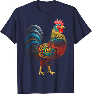 Chicken Abstract Colorful Art Animal Graphic Chicken T-Shirt - T-Shirt | Navy