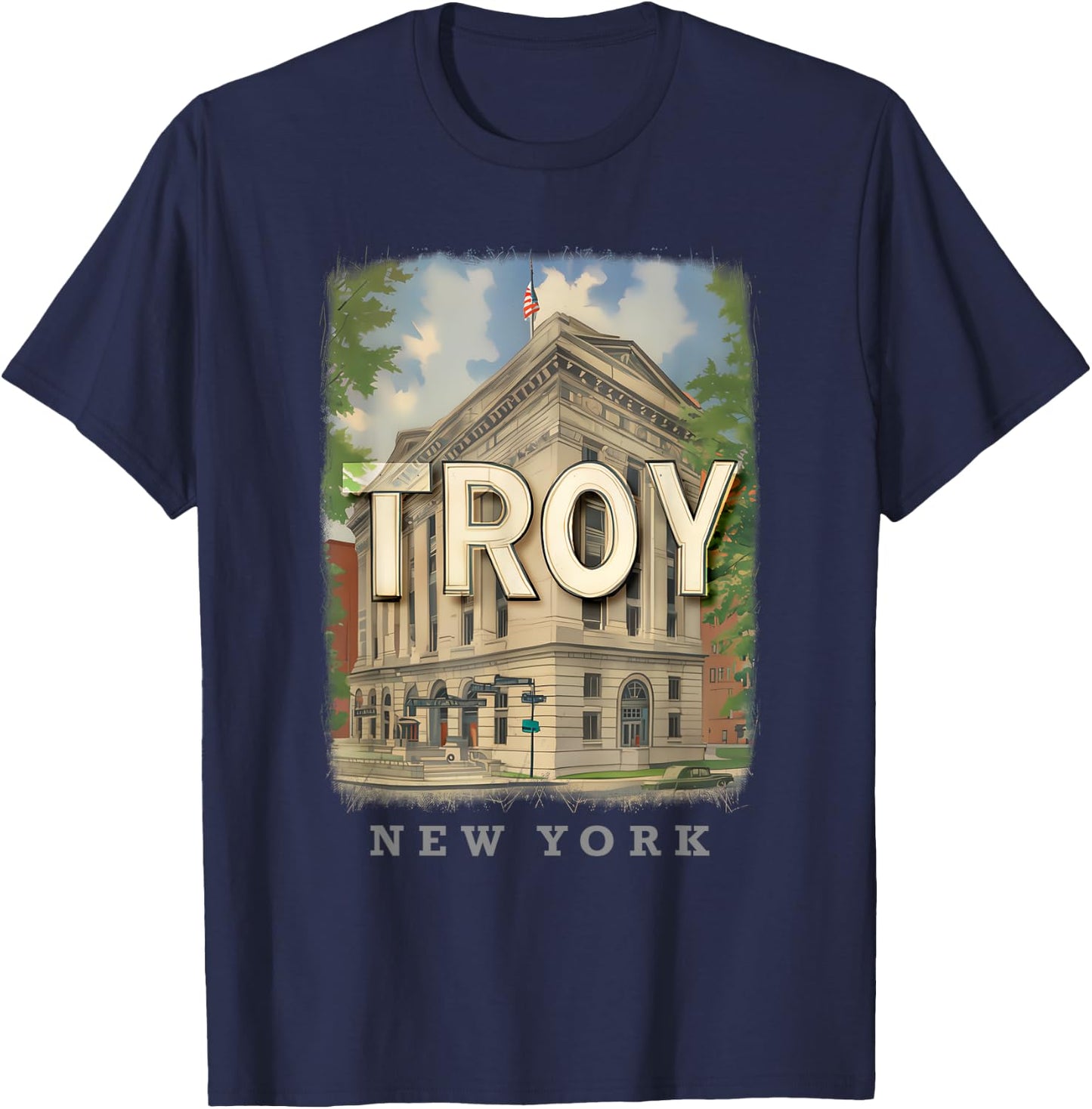 Troy New York NY Historic Architecture SD581 T-Shirt - T-Shirt | Navy