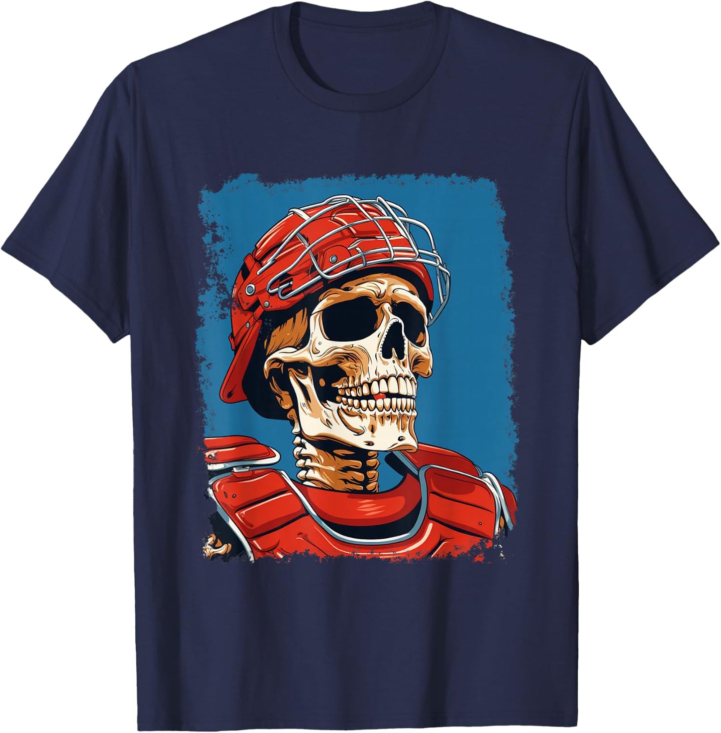 Softball Skeleton Baseball Catcher T-Shirt - T-Shirt | Navy