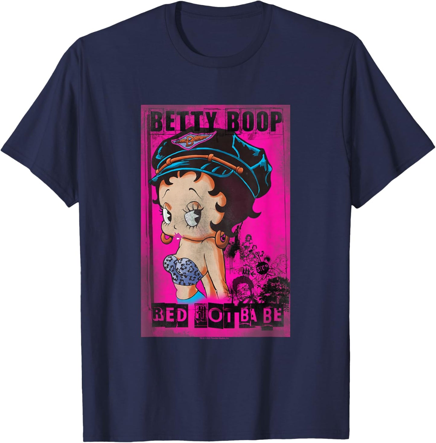 Betty Boop Red Hot Biker Betty T-Shirt - T-Shirt | Navy