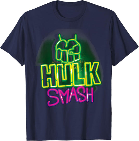 Marvel Hulk Smash Neon Sign Poster T-Shirt - T-Shirt | Navy