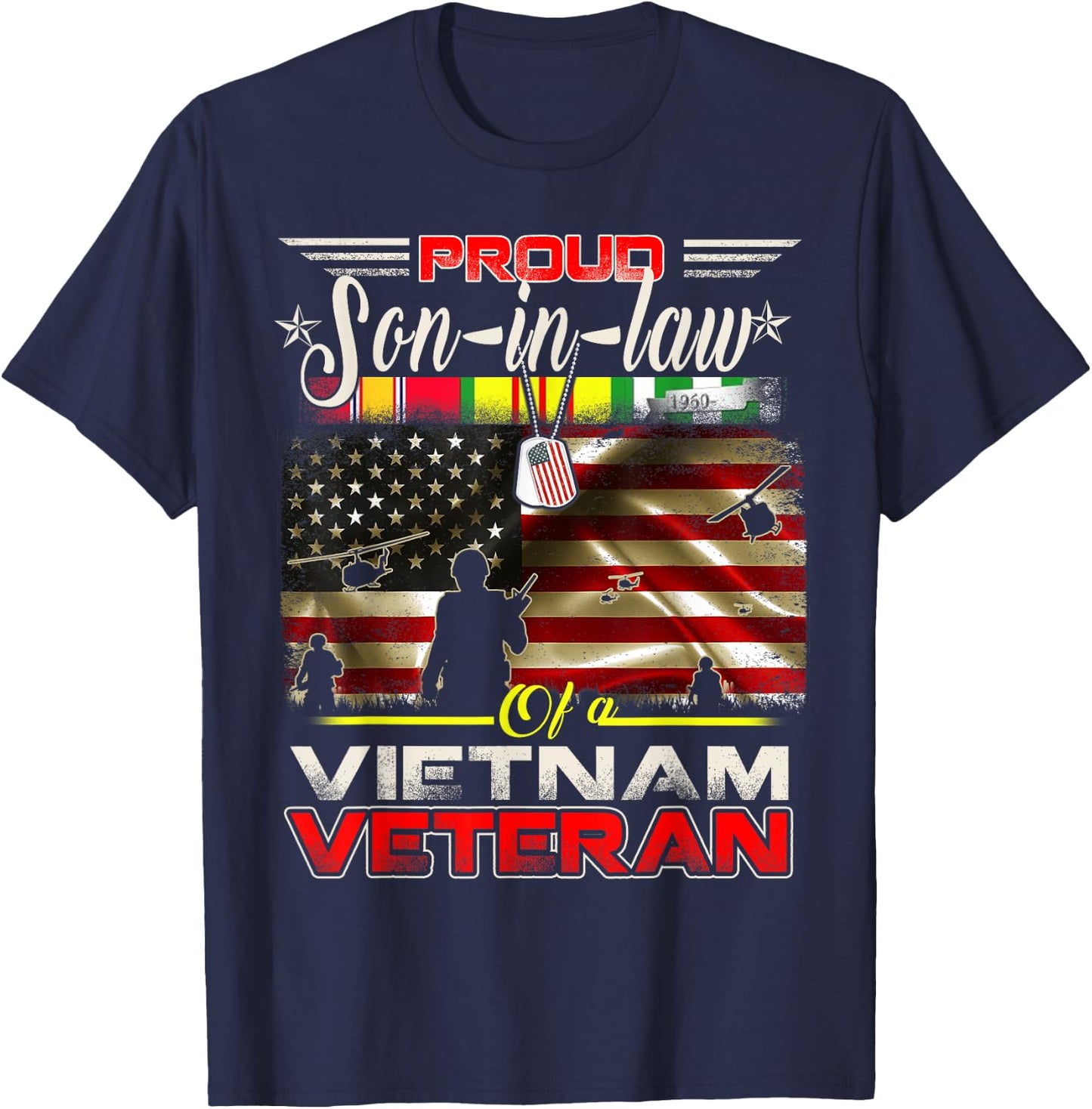 Proud Son-In-Law of Vietnam Veteran Gift T-Shirt - T-Shirt | Navy