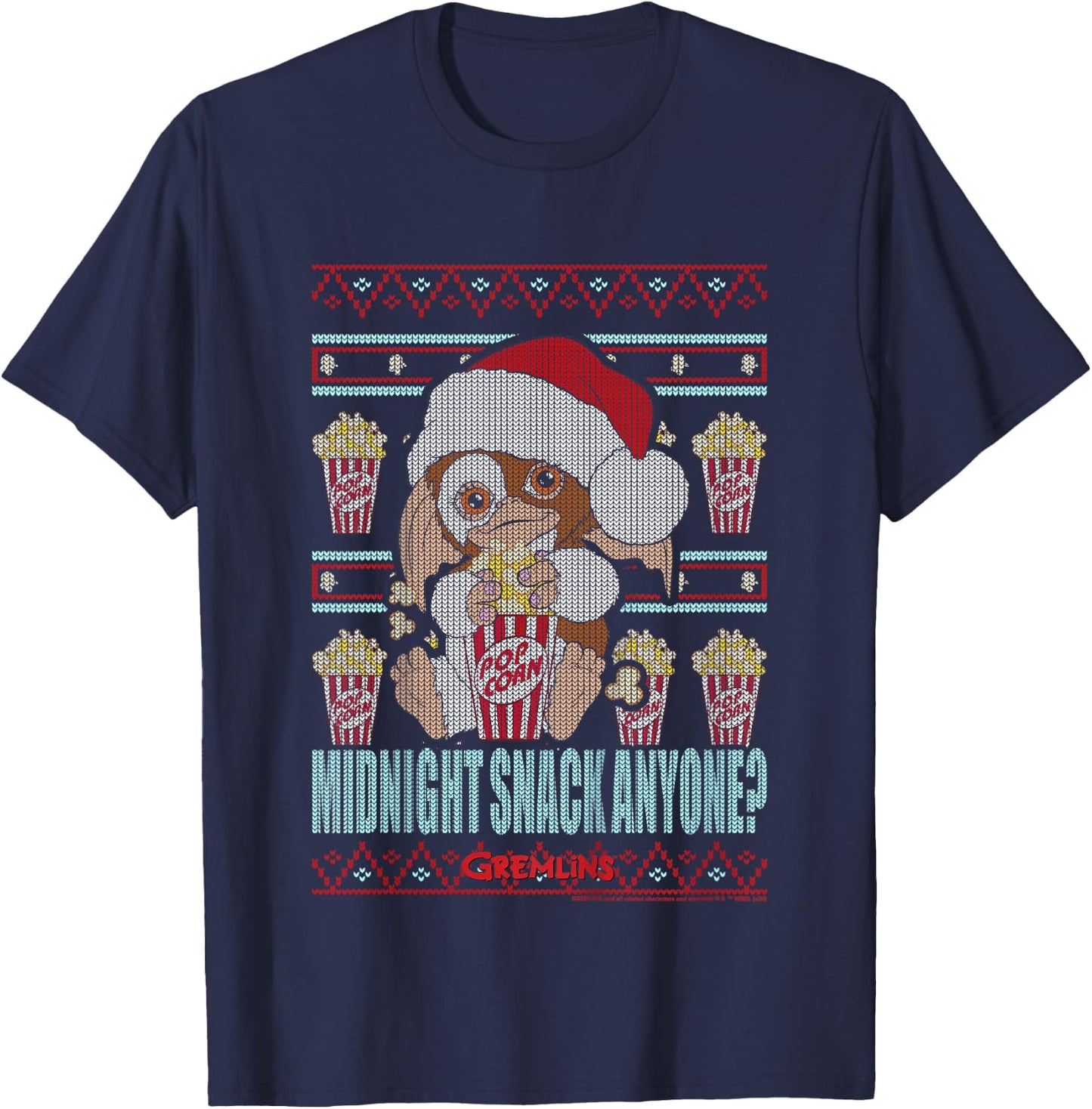 Kids Gremlins Christmas Midnight Snack Anyone Ugly Sweater T-Shirt - T-Shirt | Navy