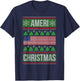 Ameri' Christmas Ugly Sweater Graphic Style Funny Xmas T-Shirt - T-Shirt | Navy