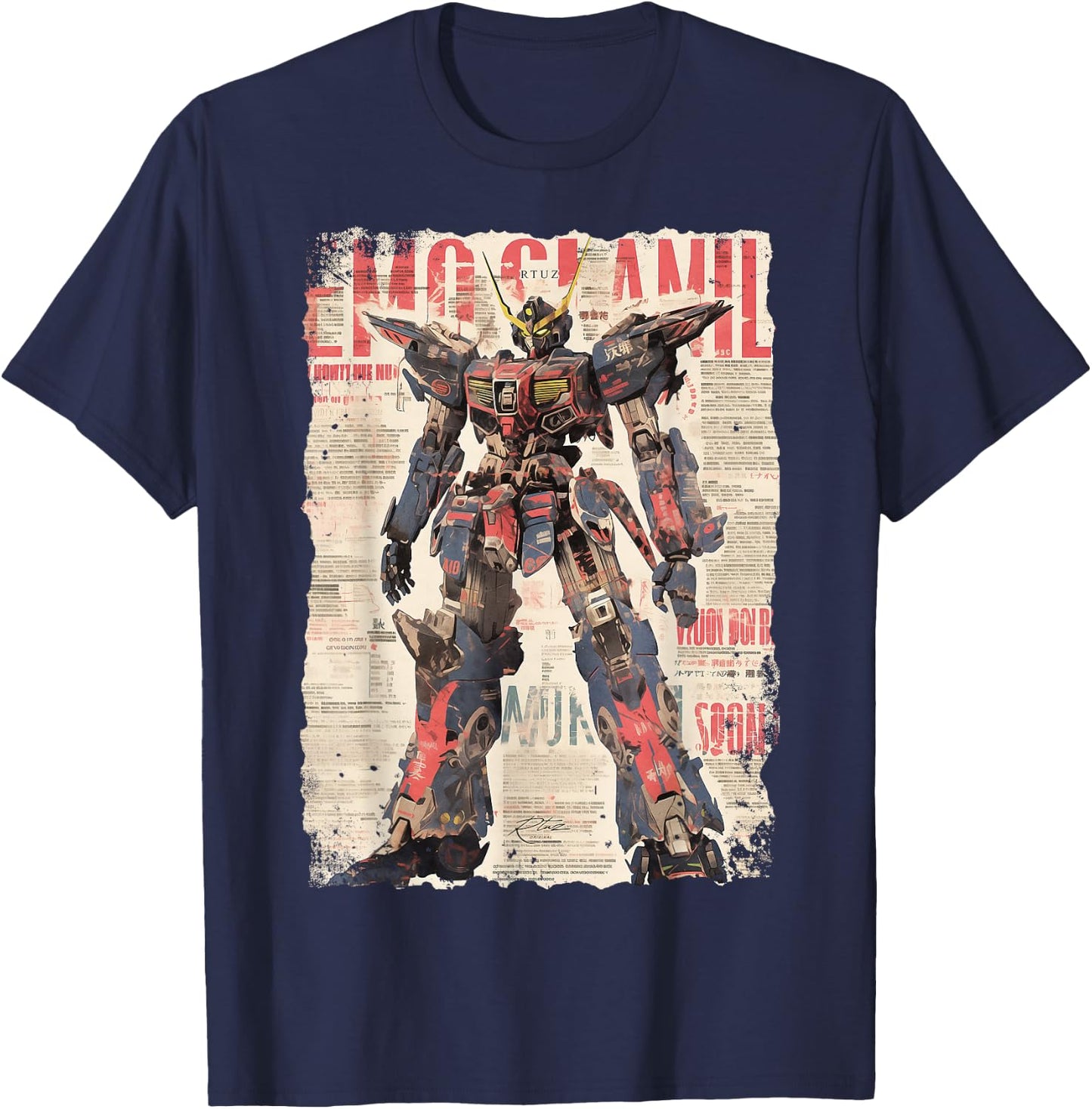Hip Hop Y2K Vintage Hipster Edgy Urban Streetwear Robot T-Shirt - T-Shirt | Navy
