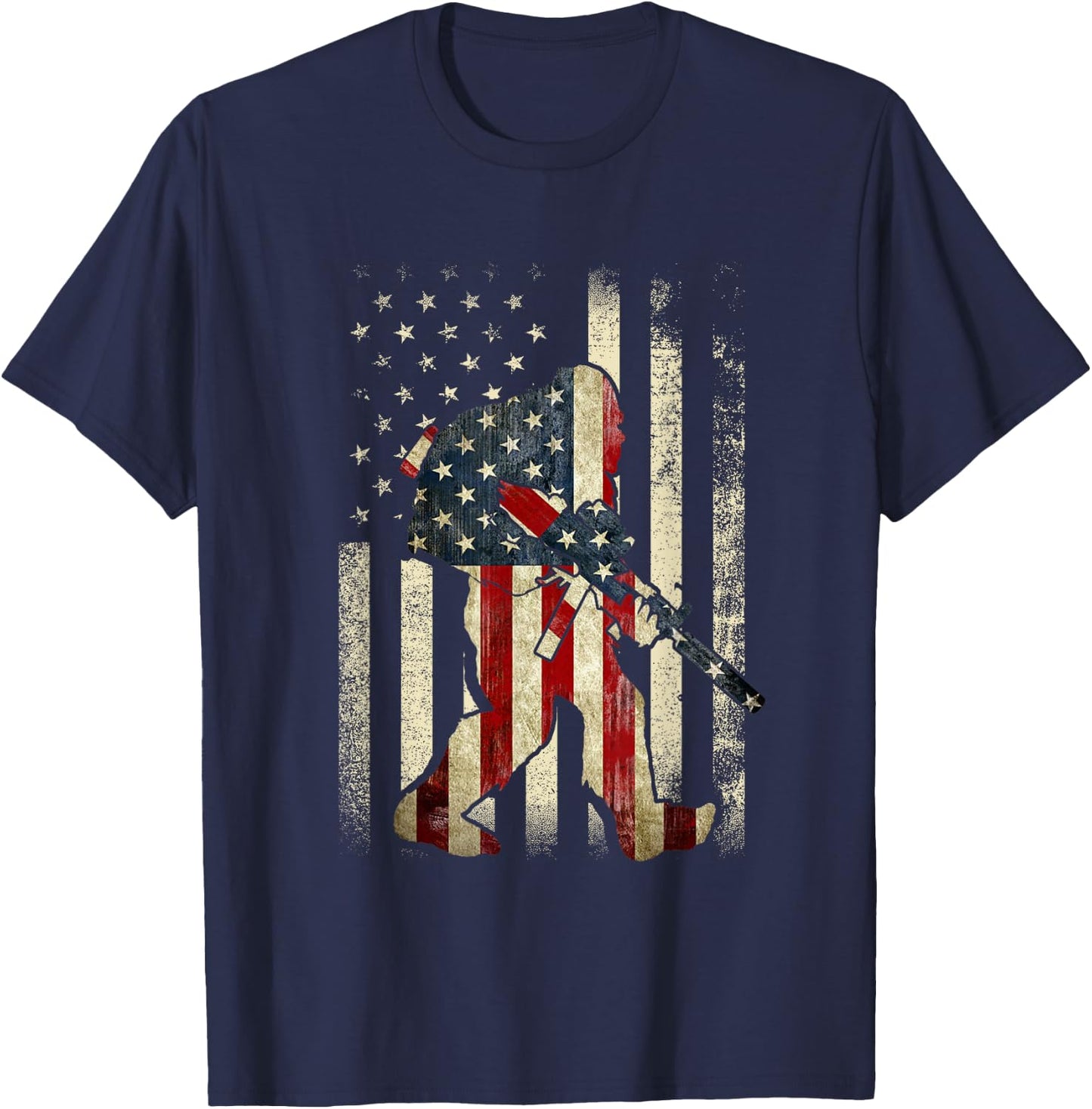 Bigfoot 2nd Amendment Right to Bear Arms Gift Gun Owner T-Shirt - T-Shirt | Navy