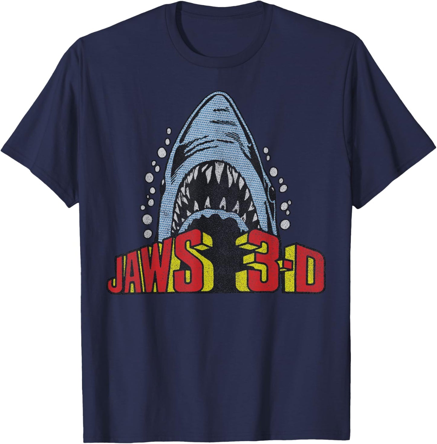 Jaws Retro 3D Poster T-Shirt - T-Shirt | Navy