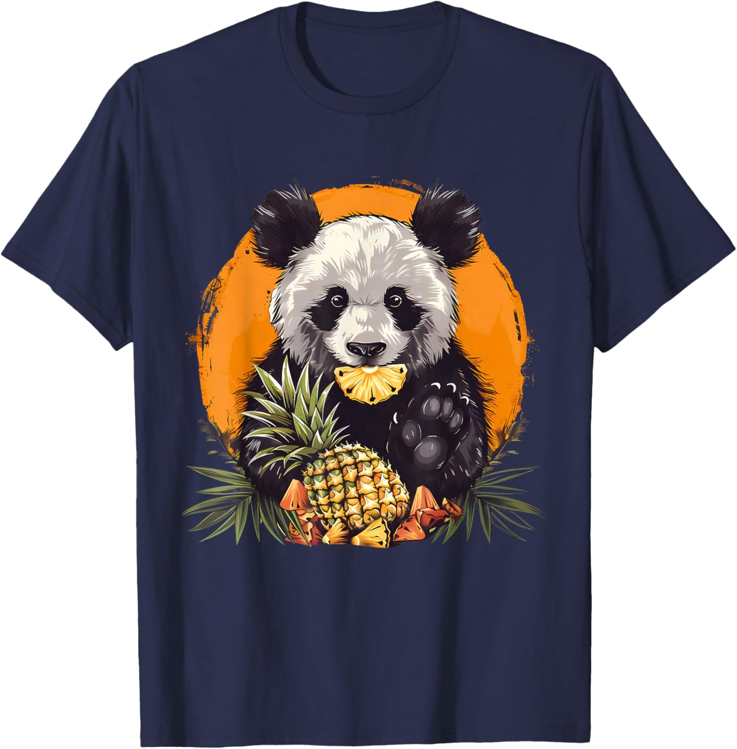 Pineapple Panda Bear Pineapples Fruit Drawing Animal Art T-Shirt - T-Shirt | Navy