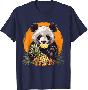 Pineapple Panda Bear Pineapples Fruit Drawing Animal Art T-Shirt - T-Shirt | Navy