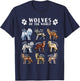 Wolves of the World Educational Collection Wolf Types Animal T-Shirt - T-Shirt | Navy