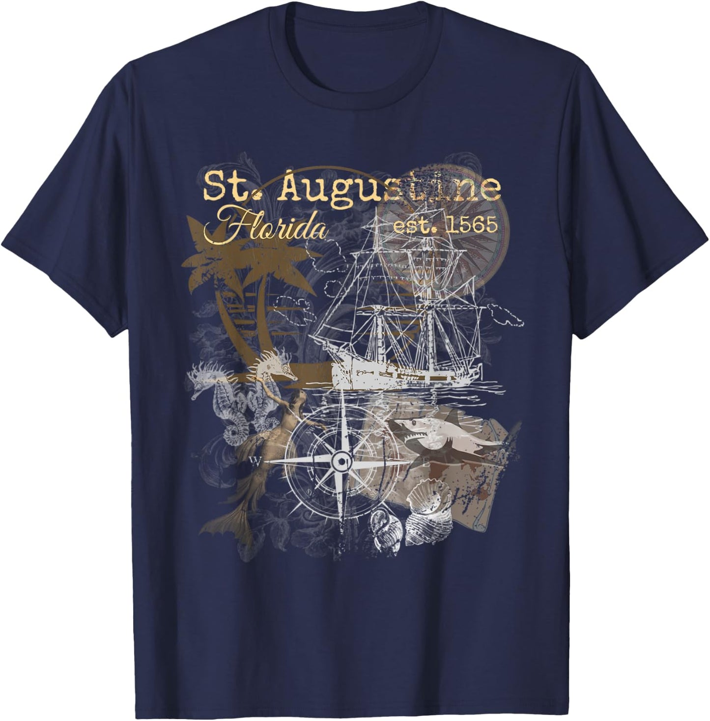 Vintage St Augustine Florida Shirt Old Historic 1565 T-Shirt - T-Shirt | Navy