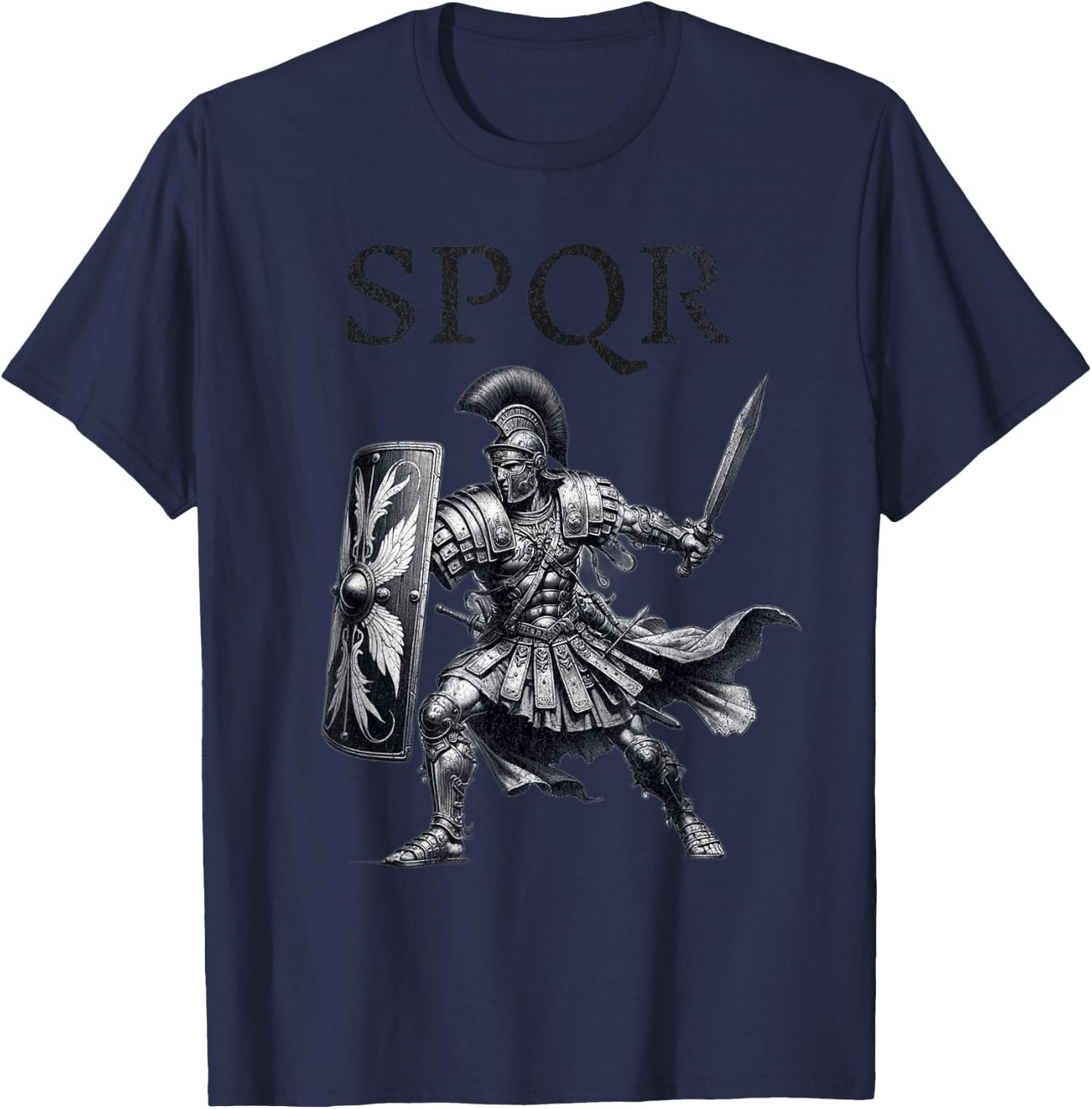 SPQR Roman Empire Gladiator Legion Centurion Soldier Warrior T-Shirt - T-Shirt | Navy
