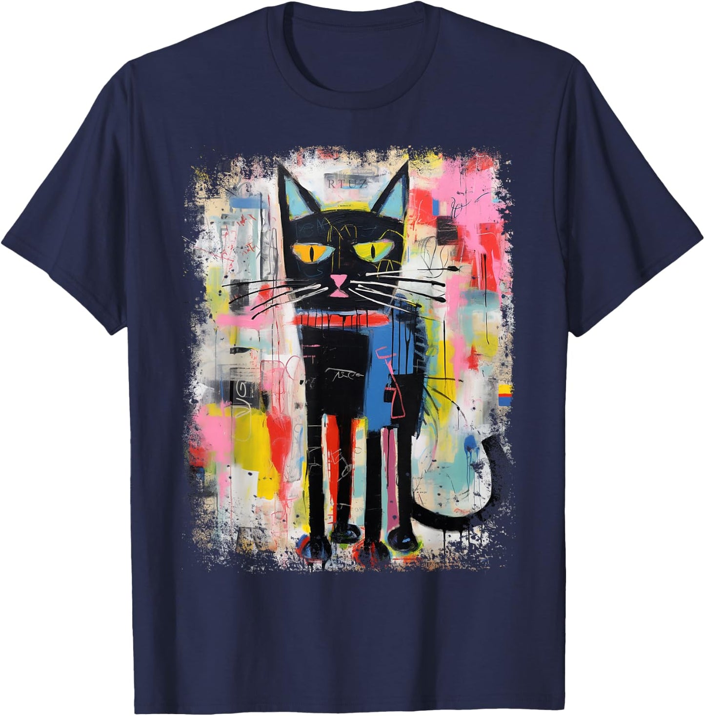 Hip Hop Cat Y2K Vintage Hipster Retro Edgy Streetwear Cat T-Shirt - T-Shirt | Navy