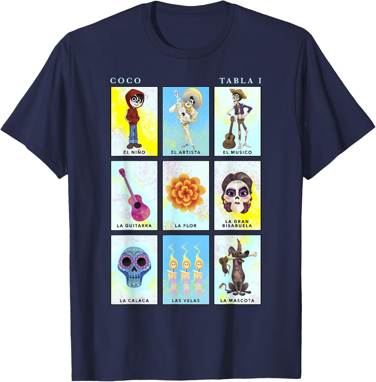 Disney Pixar Coco Group Shot Table 1 Panels T-Shirt - T-Shirt | Navy
