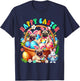 Three Easter Bunny Pugs In Eggs Basket Flowers Lover T-Shirt - T-Shirt | Navy