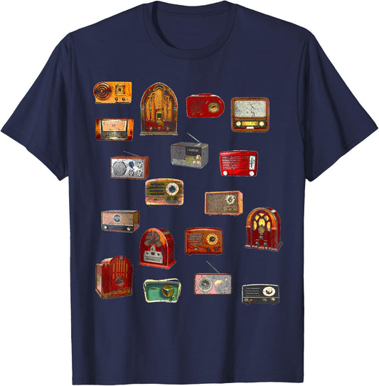 Funny Sheldon Nerdy Vintage Retro Antique Radio Geek Gift T-Shirt - T-Shirt | Navy