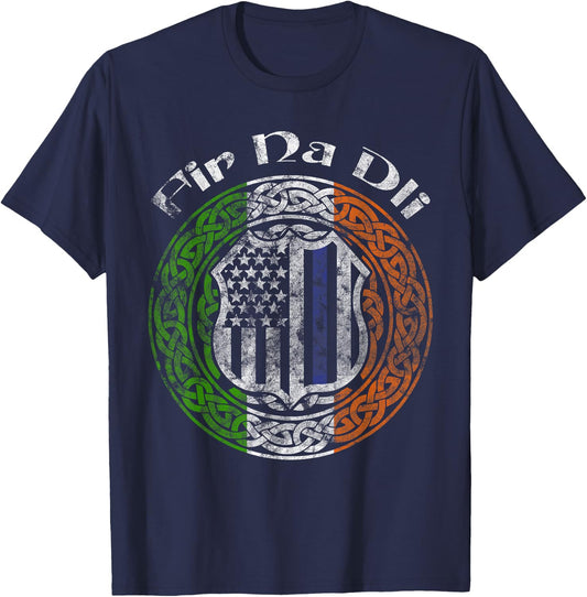 Thin Blue Line Shirt Fir Na Dli Irish Police T-Shirt - T-Shirt | Navy