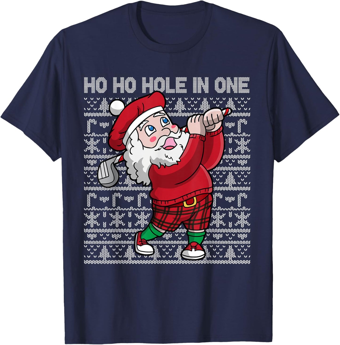 Christmas Golf Santa Claus Ho Ho Hole In One Golfing T-Shirt - T-Shirt | Navy
