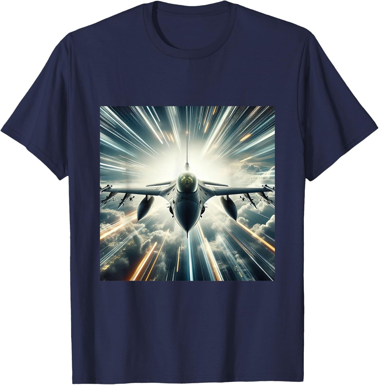 F-16 Fighting Falcon Fighter Jet Military Aircraft T-Shirt - T-Shirt | Navy