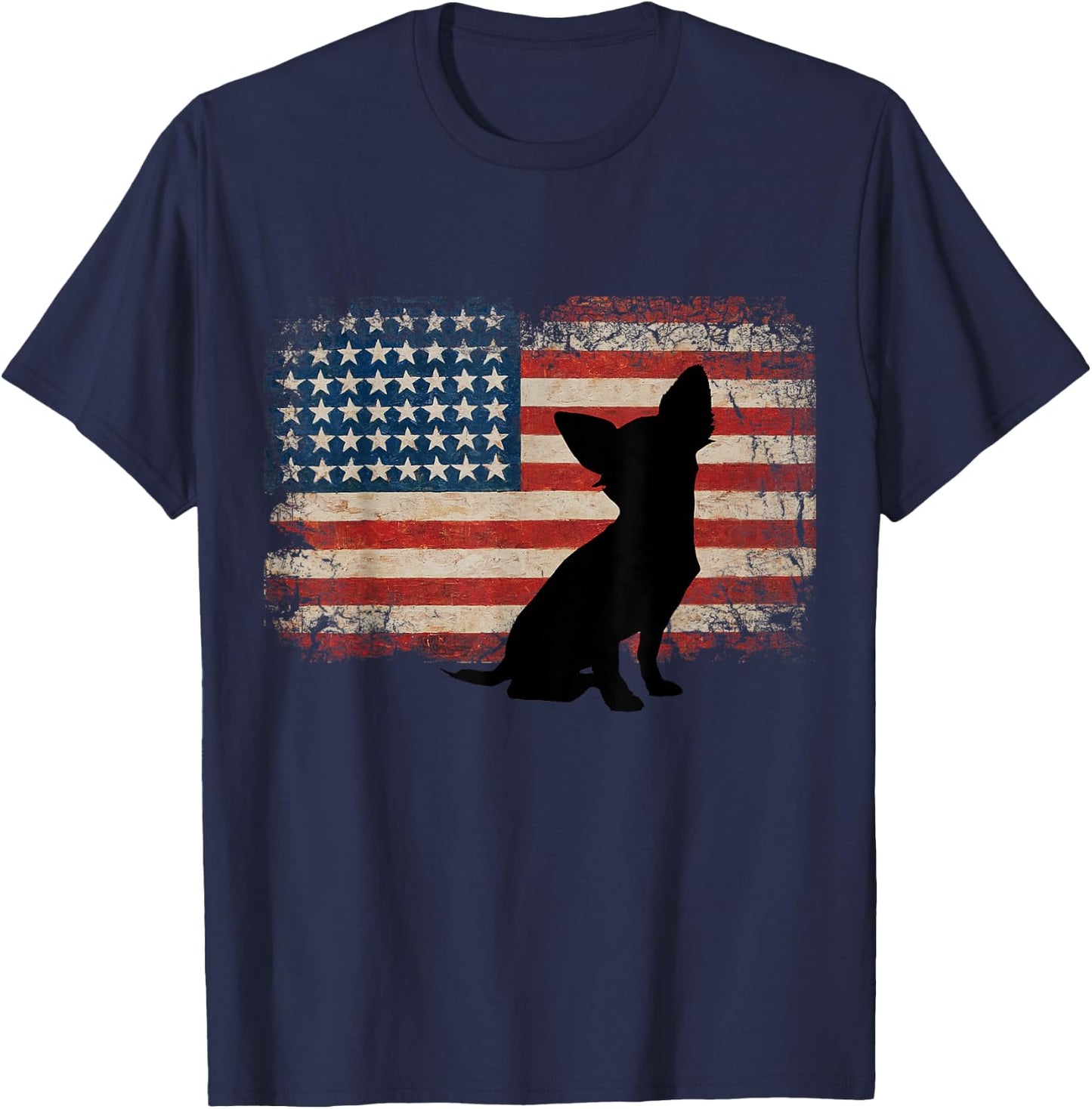 Chihuahua American Flag Love Chihuahua USA Flag T-Shirt - T-Shirt | Navy
